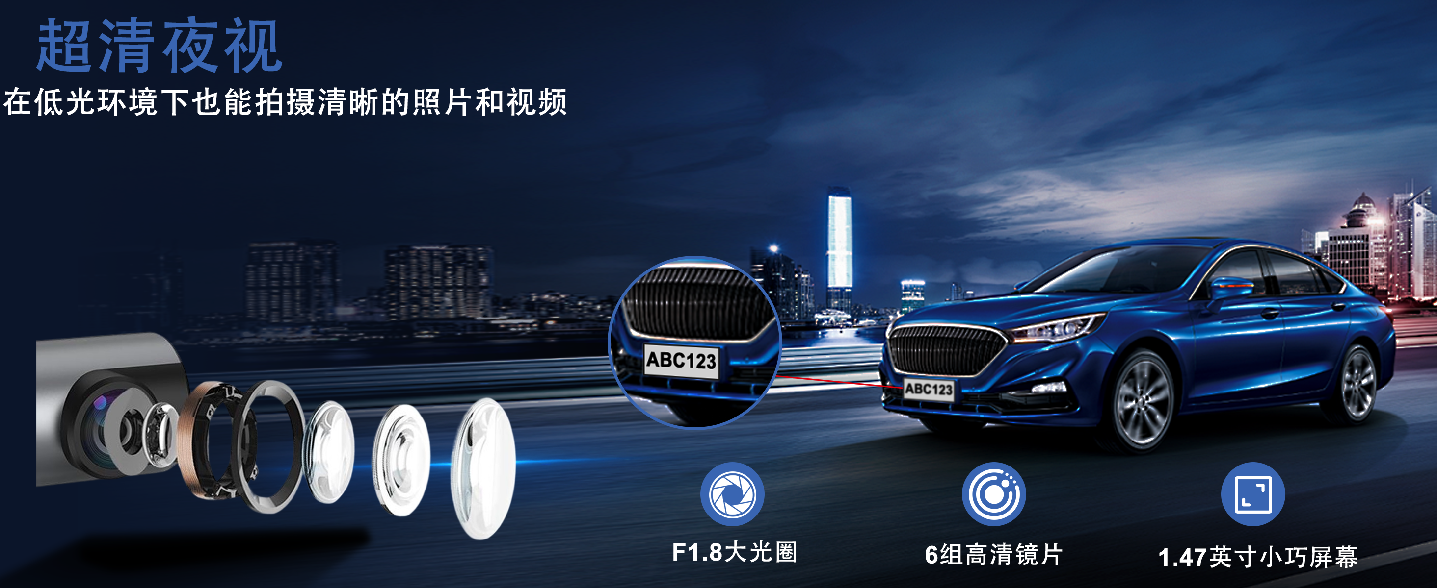 跨境爆款行车记录仪新款高清前后双录双镜头Dash Cam汽车用品批发 详情图